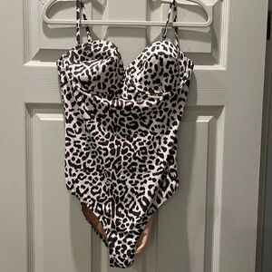 Jcrew cream and leopard one piece, size 10